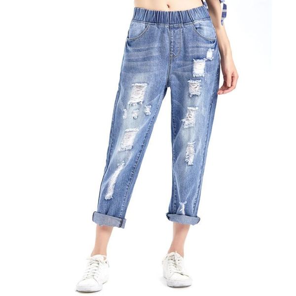 women's pants & capris retro elastic waist denim jeans loose plus size xl-8xl harem hole destroy pant ladies ripped brand casual, Black;white
women's pants & capris retro elastic waist denim jeans loose plus size xl-8xl harem hole destroy pant ladies ripped brand casual, Black;white