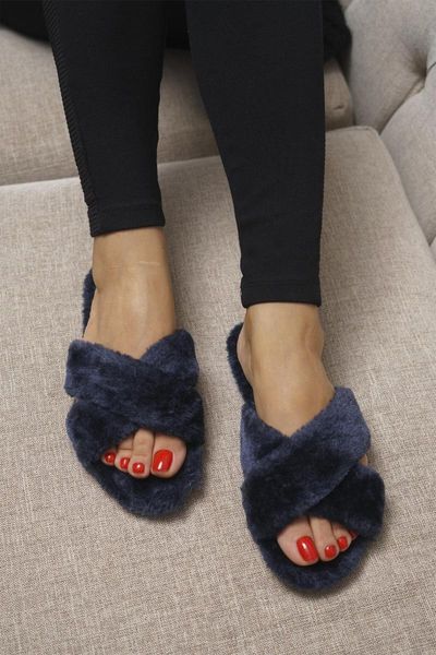women's home slippers, ldrts, ts1026, flat sole, all season slippers, Black