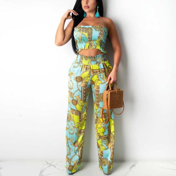 two piece dress women vintage printed strapless tube and wide leg pants two suits outfit summer set 7qui, White
two piece dress women vintage printed strapless tube and wide leg pants two suits outfit summer set 7qui, White