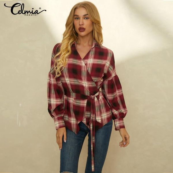 casual shirts women's fashion v-neck lantern sleeve plaid blouses celmia autumn female tunic ol elegant belted blusas 7 &, White
casual shirts women's fashion v-neck lantern sleeve plaid blouses celmia autumn female tunic ol elegant belted blusas 7 &, White