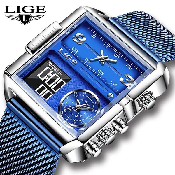 wristwatches 2021 lige electronic dual display men's watches multi-function sports waterproof mesh band man quartz wristwatch relogio, Slivery;brown
wristwatches 2021 lige electronic dual display men's watches multi-function sports waterproof mesh band man quartz wristwatch relogio, Slivery;brown