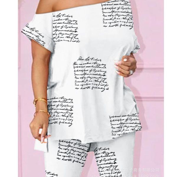 women's two piece pants mandylandy letter printing suit pencil women sets off-the-shoulder tshirt 2 outfits, White
women's two piece pants mandylandy letter printing suit pencil women sets off-the-shoulder tshirt 2 outfits, White