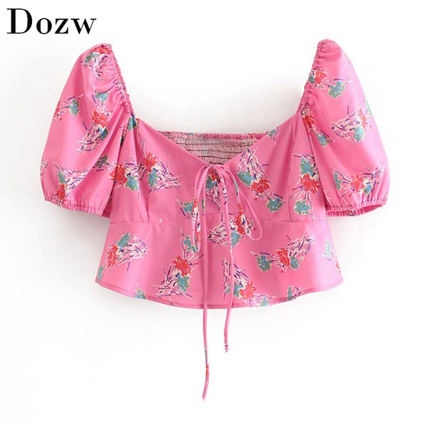 women sweet floral print blouses summer chic bow tie short sleeve shirt female casual crop blouse blusas feminina 210414, White
women sweet floral print blouses summer chic bow tie short sleeve shirt female casual crop blouse blusas feminina 210414, White