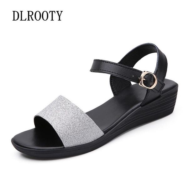 women sandals summer shoes woman wedges fashion bling buckle strap genuine leather comfortable casual platform female slides, Black
women sandals summer shoes woman wedges fashion bling buckle strap genuine leather comfortable casual platform female slides, Black