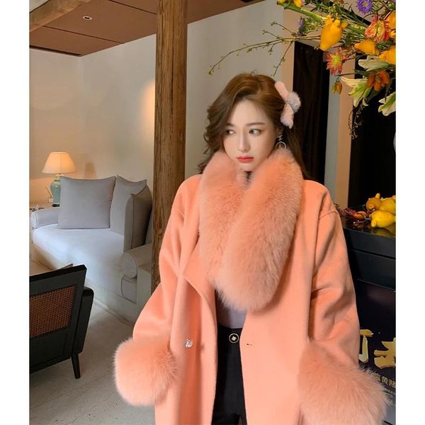 women's fur & faux autumn jacket women winter elegant wool cashmere coat natural collar long jackets, Black
women's fur & faux autumn jacket women winter elegant wool cashmere coat natural collar long jackets, Black