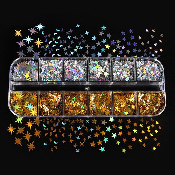 nail glitter holographic laser sequins star moon mirror chameleon art flakes shining chrome pigments decorations, Silver;gold
nail glitter holographic laser sequins star moon mirror chameleon art flakes shining chrome pigments decorations, Silver;gold