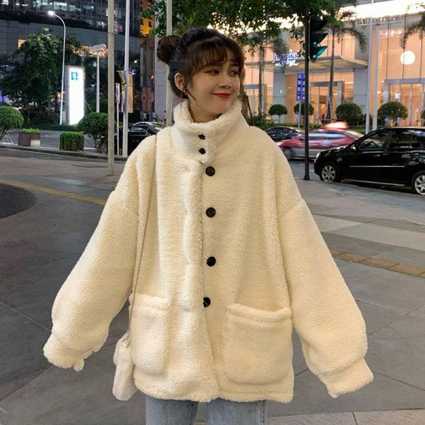 women's jackets 2021korean fashion thick wool cashmere coat fur stand-up collar mori female lamb winter college style, Black;brown
women's jackets 2021korean fashion thick wool cashmere coat fur stand-up collar mori female lamb winter college style, Black;brown
