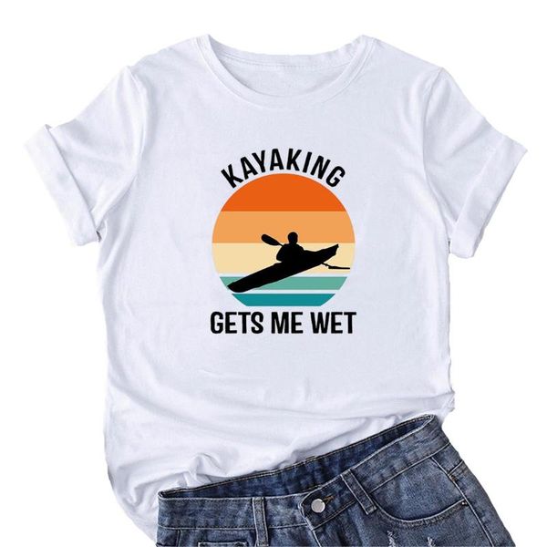 women's t-shirt gets me wet t shirt women short sleeve kayaking graphic tee loose tshirt cotton o-neck femme top, White
women's t-shirt gets me wet t shirt women short sleeve kayaking graphic tee loose tshirt cotton o-neck femme top, White