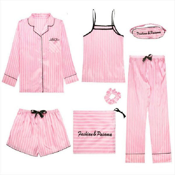 lingering warmth 7 pieces women sleepwear pajamas sets faux silk striped pyjama spring summer autumn sweet homewear, Black;red
lingering warmth 7 pieces women sleepwear pajamas sets faux silk striped pyjama spring summer autumn sweet homewear, Black;red