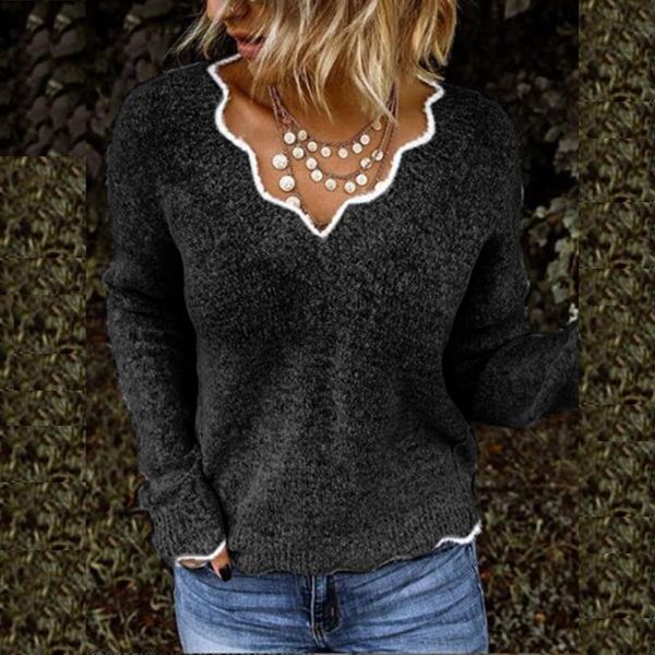 women's sweaters fashion plus size black v-neck women fall winter clothes knitted pullovers long sleeve oversized jumpers female wfov, White;black
women's sweaters fashion plus size black v-neck women fall winter clothes knitted pullovers long sleeve oversized jumpers female wfov, White;black
