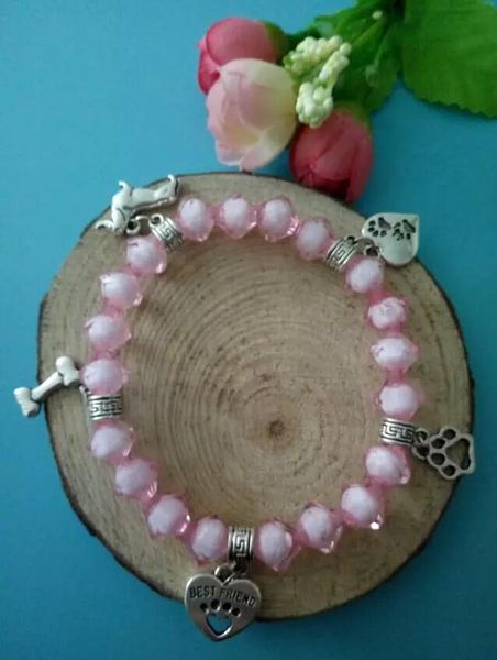 charm bracelets fast delivery heart dog&bones&dog pendant pink crystal beaded protection spiritual stretchy bracelets&bangle jewelry, Golden;silver
charm bracelets fast delivery heart dog&bones&dog pendant pink crystal beaded protection spiritual stretchy bracelets&bangle jewelry, Golden;silver