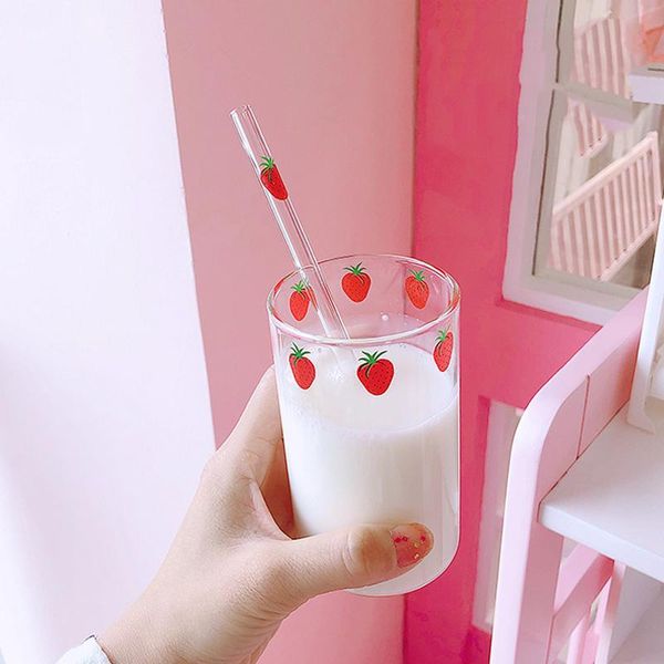 ins strawberry glass cup nordic style breakfast milk juice heat resistant transparent water straw for home office wine glasses
ins strawberry glass cup nordic style breakfast milk juice heat resistant transparent water straw for home office wine glasses