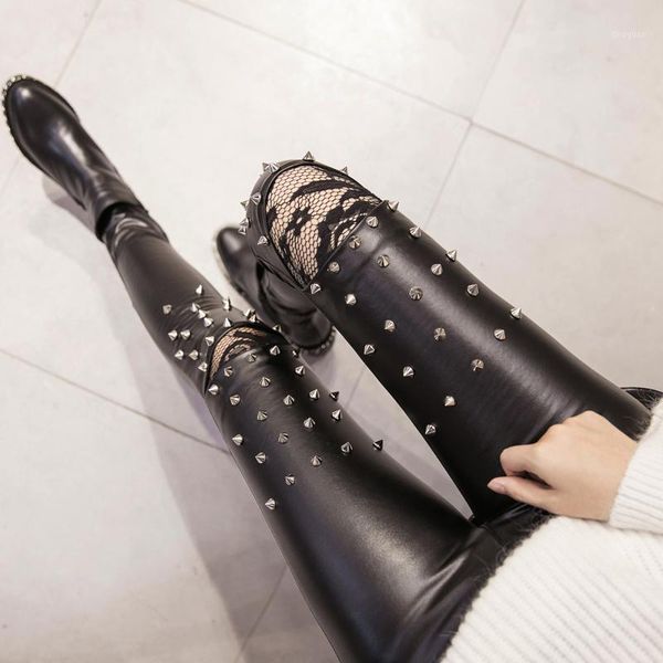 women's pants & capris fashion hollow rievt black pu leather winter plus velvet women high wasit skinny pencil trousers a700, Black;white
women's pants & capris fashion hollow rievt black pu leather winter plus velvet women high wasit skinny pencil trousers a700, Black;white