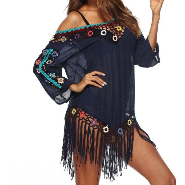 women colored asymmetric tassel see-through crochet tunic beach cover up swimwear summer bikini swim dress women's, White;black
women colored asymmetric tassel see-through crochet tunic beach cover up swimwear summer bikini swim dress women's, White;black