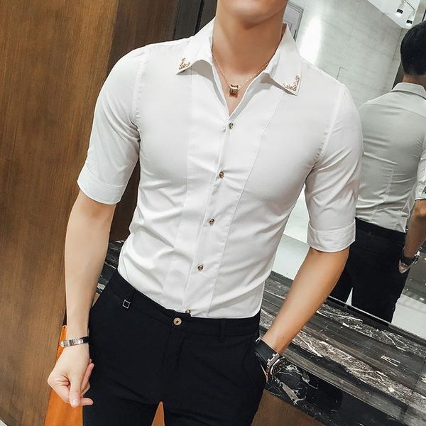 men's casual shirts men stand collar chinese style shirt slim fit korea clothes mens half sleeve 2021 summer designer club soild, White;black
men's casual shirts men stand collar chinese style shirt slim fit korea clothes mens half sleeve 2021 summer designer club soild, White;black