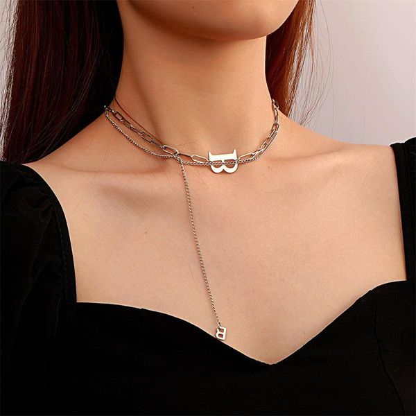 chains classic b letter steel short necklace for woman 2021 gothic korean jewelry hip hop party girl's clavicle chain, Silver
chains classic b letter steel short necklace for woman 2021 gothic korean jewelry hip hop party girl's clavicle chain, Silver