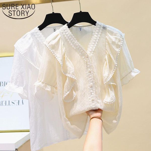 women's blouses & shirts 2021 summer women blouse korean ruffle stitching puff sleeve v neck loose pleated lace female short shirt 1515, White
women's blouses & shirts 2021 summer women blouse korean ruffle stitching puff sleeve v neck loose pleated lace female short shirt 1515, White