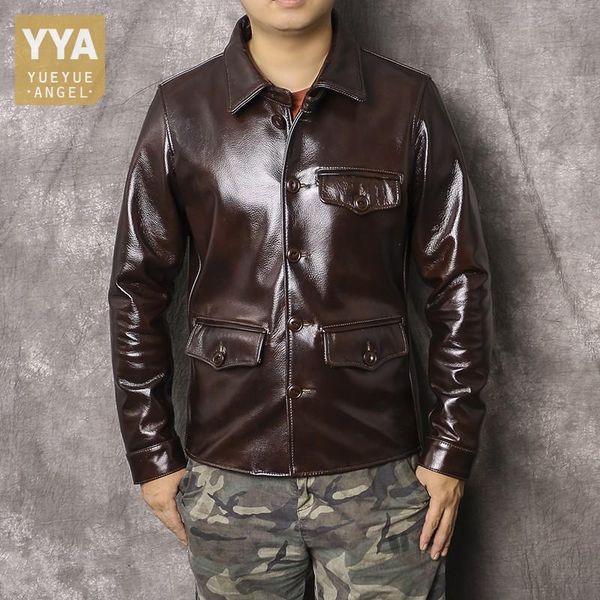men's leather & faux japanese vintage genuine short jacket mens slim fit long sleeve turn-down collar single breasted cowboy cowhide co, Black
men's leather & faux japanese vintage genuine short jacket mens slim fit long sleeve turn-down collar single breasted cowboy cowhide co, Black