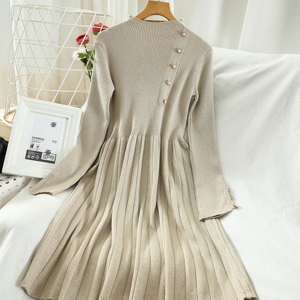 vintage black/khaki knitted mini dress autumn winter casual stand collar long sleeve vestidos elegant pleated dresses new 2021, Black;gray
vintage black/khaki knitted mini dress autumn winter casual stand collar long sleeve vestidos elegant pleated dresses new 2021, Black;gray