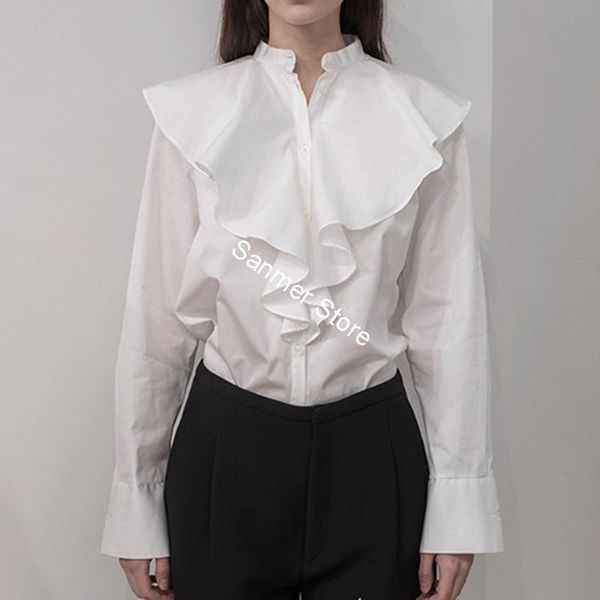 women's blouses & shirts white shirt cotton ruffles stand collar office lady single breasted long sleeve blouse
women's blouses & shirts white shirt cotton ruffles stand collar office lady single breasted long sleeve blouse