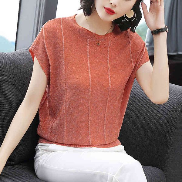 T-shirt Loose thin ice silk summer 2020 women's new bat T-shirt Short Sleeve Striped Top, White
T-shirt Loose thin ice silk summer 2020 women's new bat T-shirt Short Sleeve Striped Top, White
