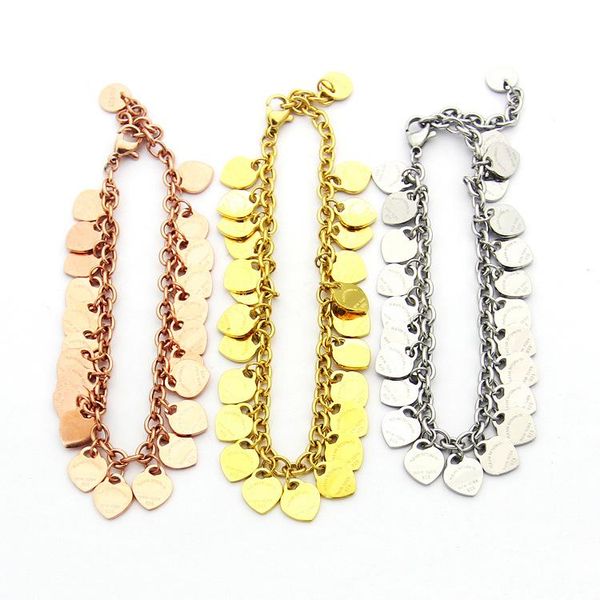 link, chain titanium steel mini t-letter multi peach heart bracelet women's foreign trade love (small), Black
link, chain titanium steel mini t-letter multi peach heart bracelet women's foreign trade love (small), Black