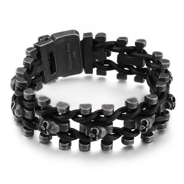 link, chain punk rock skull mens bracelet leather jewelry stainless steel gothic men's black bracelets with belt buckle armband
link, chain punk rock skull mens bracelet leather jewelry stainless steel gothic men's black bracelets with belt buckle armband