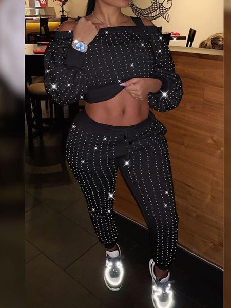 women's tracksuits 2021 winter women set diamond short t shirt full-length pants party outfits, Gray
women's tracksuits 2021 winter women set diamond short t shirt full-length pants party outfits, Gray