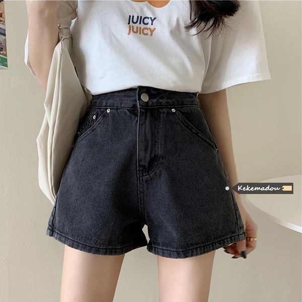 women's shorts 8092 summer wash loose wide leg all-match casual chic streetwear zipper high waist cotton black a-line denim, White;black
women's shorts 8092 summer wash loose wide leg all-match casual chic streetwear zipper high waist cotton black a-line denim, White;black