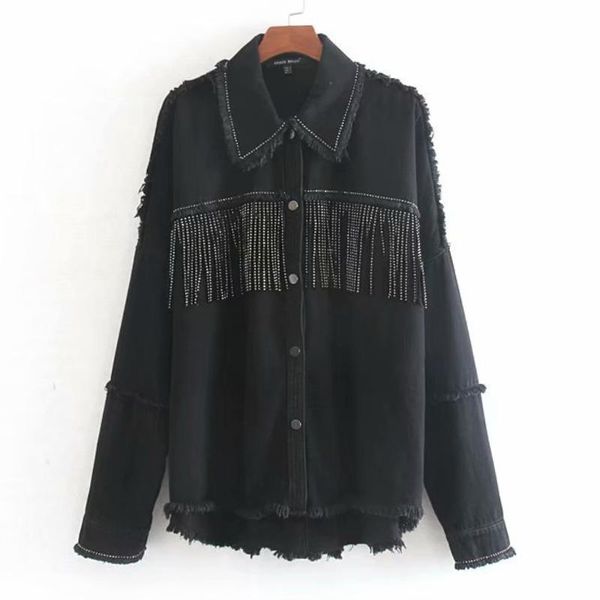 women's jackets denim jacket women chic jean coat casual tassel frayed with fringe coats long sleeve veste femme 2021, Black;brown
women's jackets denim jacket women chic jean coat casual tassel frayed with fringe coats long sleeve veste femme 2021, Black;brown