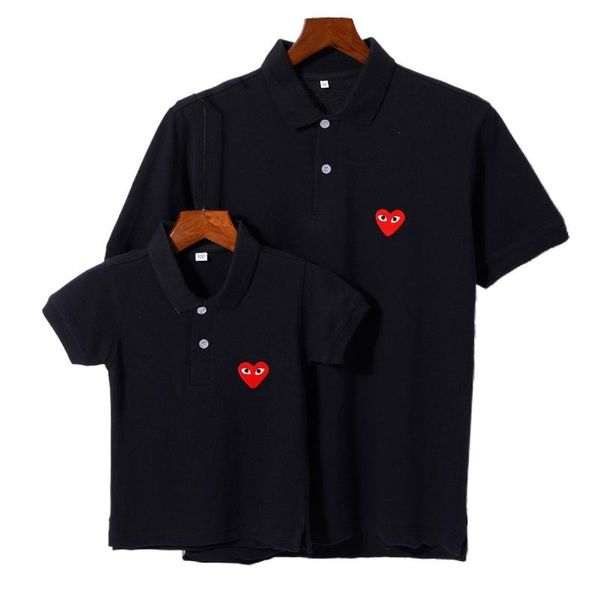 women's t-shirt have eyes love lapel little red heart parent-child couple short sleeve summer clothes, White
women's t-shirt have eyes love lapel little red heart parent-child couple short sleeve summer clothes, White