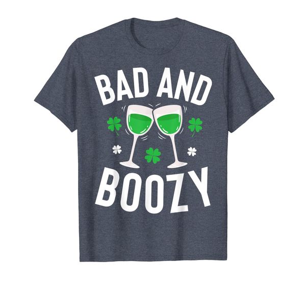 bad and boozy t shirt st patricks day men women drinking tee, White;black