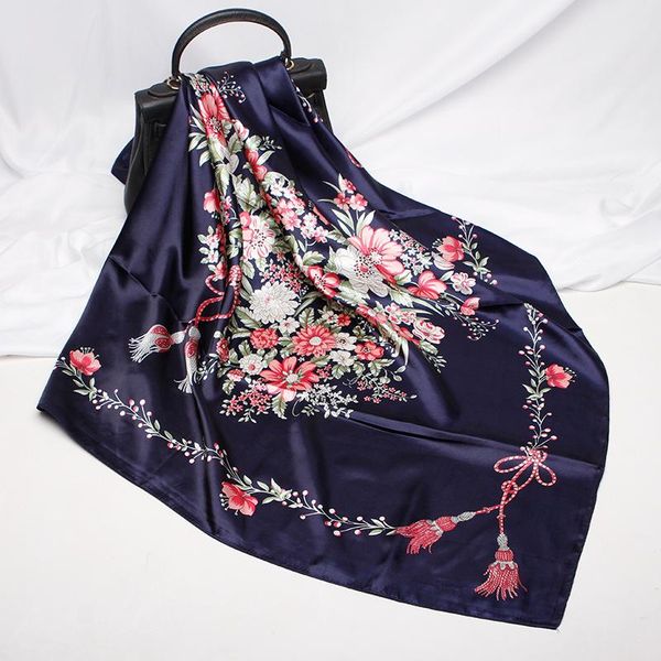 scarves 2021 90x90 flower print multipurpose women silk twill scarf satin square tie hairband ladies foulard femme towel bufanda shawl, Blue;gray
scarves 2021 90x90 flower print multipurpose women silk twill scarf satin square tie hairband ladies foulard femme towel bufanda shawl, Blue;gray
