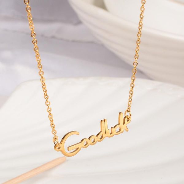 titanium steel necklace women good luck gold chain letter choker jewelry gift pendant necklaces, Silver
titanium steel necklace women good luck gold chain letter choker jewelry gift pendant necklaces, Silver