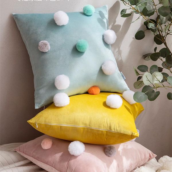 cushion/decorative pillow 45x45cm pink/yellow/water green/grey velvet pillowcase faux fur balls cushion cover hair for backrest
cushion/decorative pillow 45x45cm pink/yellow/water green/grey velvet pillowcase faux fur balls cushion cover hair for backrest