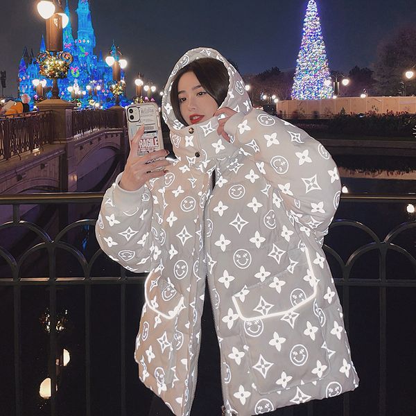 down jacket women's short 2021 korean loose thickened white duck star luminous bread suit, Black 
down jacket women's short 2021 korean loose thickened white duck star luminous bread suit, Black