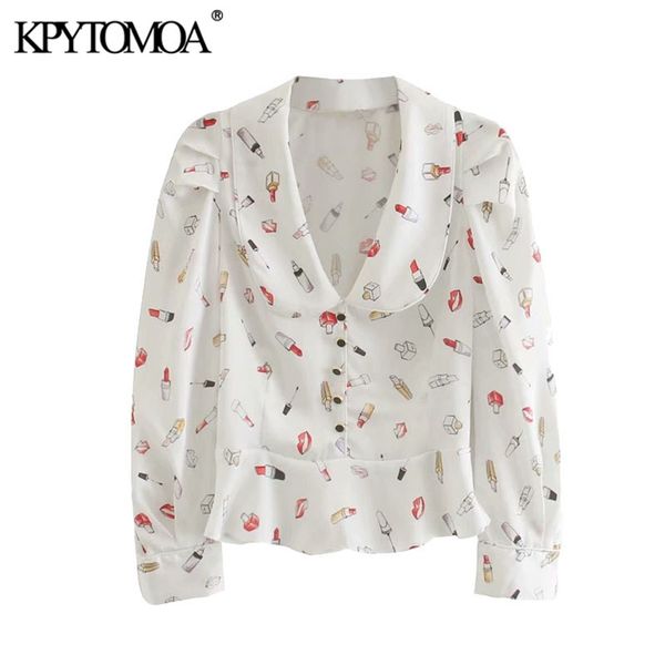 women fashion with decorative buttons print blouses vintage long sleeve ruffled hem female shirts chic 210420, White
women fashion with decorative buttons print blouses vintage long sleeve ruffled hem female shirts chic 210420, White