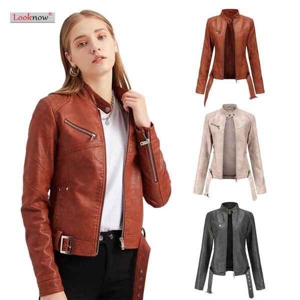 women's leather & faux short jacket with belt large size slim stand-up collar thin, Black
women's leather & faux short jacket with belt large size slim stand-up collar thin, Black