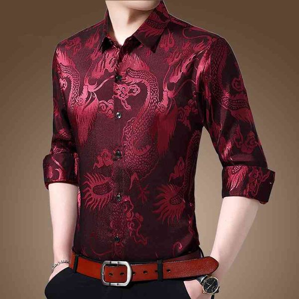 thin embroidered dragon men's long sleeve mulberry silk spring and autumn middle-aged loose casual shirt, White;black
thin embroidered dragon men's long sleeve mulberry silk spring and autumn middle-aged loose casual shirt, White;black