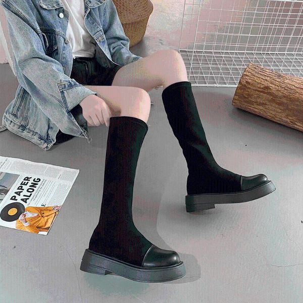 boots round toe knee high platform women shoes suede slip-on concise style slim thick sole thigh, Black
boots round toe knee high platform women shoes suede slip-on concise style slim thick sole thigh, Black
