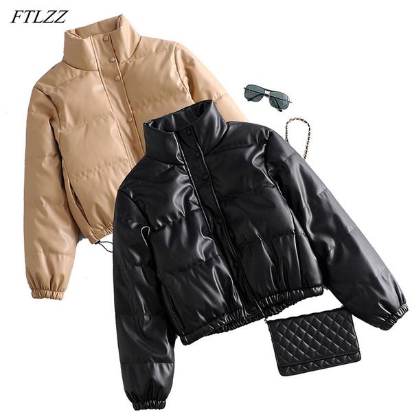 spring faux leather parkas jacket elegant women stand collar solid padded coat office ladies button zipper 210423, Black
spring faux leather parkas jacket elegant women stand collar solid padded coat office ladies button zipper 210423, Black