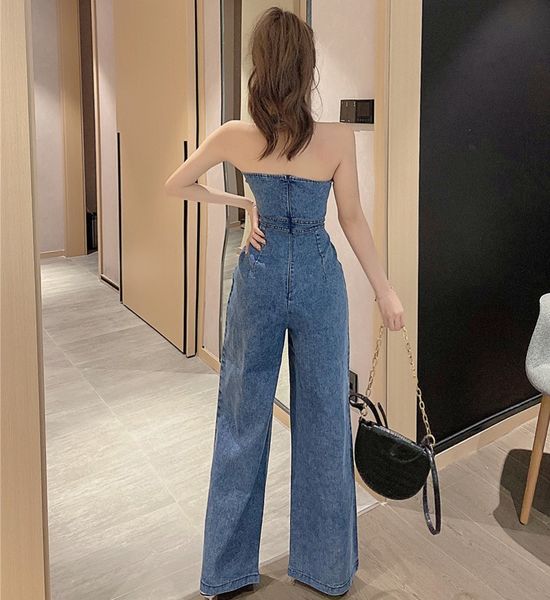 women fashion denim 2021 summer halter backless high waist wide leg pants casual slim jumpsuits, Black;white
women fashion denim 2021 summer halter backless high waist wide leg pants casual slim jumpsuits, Black;white