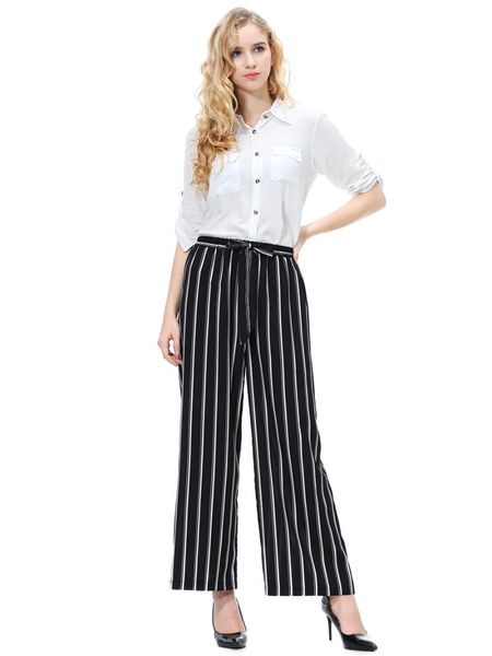 women's pants & capris polyester women's summer spring striped lowly elastic fashion long loose and casual waist full length trouse, Black;white
women's pants & capris polyester women's summer spring striped lowly elastic fashion long loose and casual waist full length trouse, Black;white