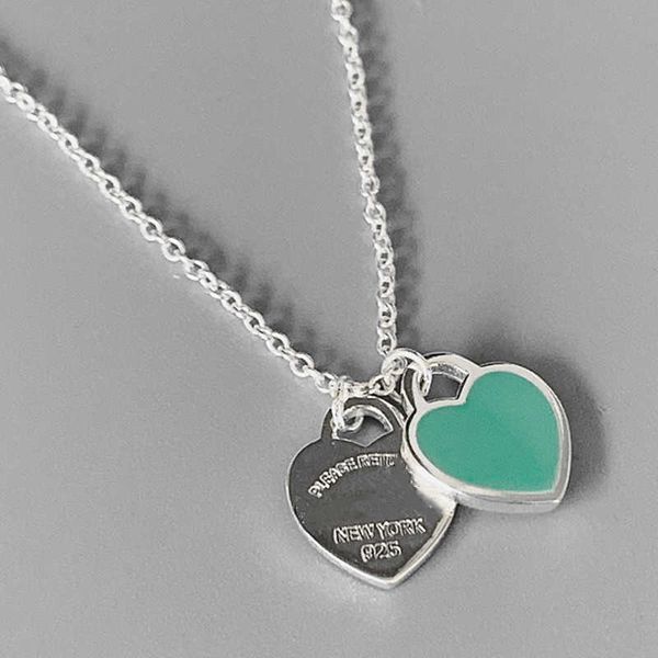 s925 original classic pop enamel exclusive blue pink red double heart pendant ladies fashion necklace jewelry h0918, Silver
s925 original classic pop enamel exclusive blue pink red double heart pendant ladies fashion necklace jewelry h0918, Silver