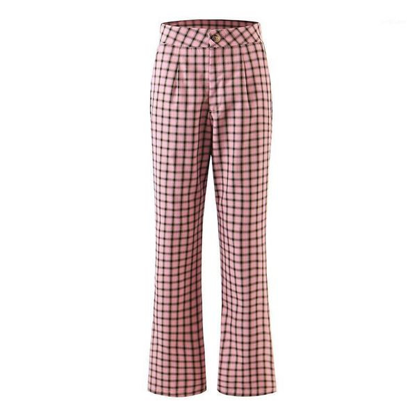 women's pants & capris 2021 summer pink plaid casual women slim fashion suit straight slit hem full length personality streetwear, Black;white
women's pants & capris 2021 summer pink plaid casual women slim fashion suit straight slit hem full length personality streetwear, Black;white