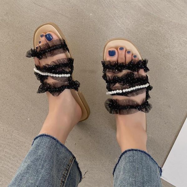 slippers women's 2021 summer bing pearl flat bottom sandals lace string bead slides open toe flip flops sandalias femininas, Black
slippers women's 2021 summer bing pearl flat bottom sandals lace string bead slides open toe flip flops sandalias femininas, Black