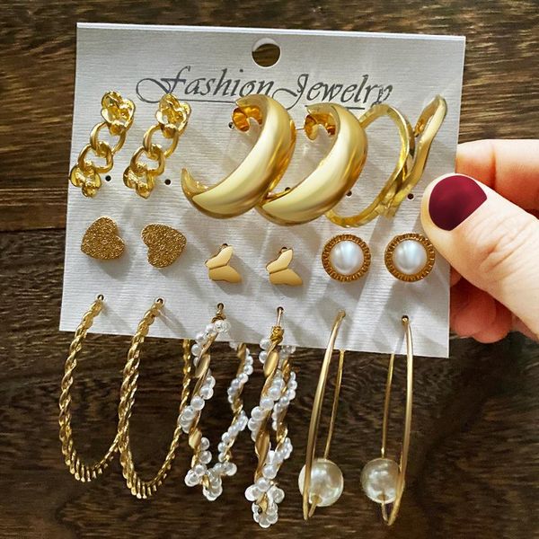 hoop & huggie vintage metal pearl alloy earring set women's fashion gold geometric oversized circle drop earrings jewelry, Golden;silver
hoop & huggie vintage metal pearl alloy earring set women's fashion gold geometric oversized circle drop earrings jewelry, Golden;silver