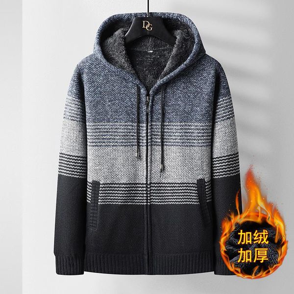 men's sweaters hooded cardigan sweater casual fleece striped coats homme clothing winter jacket men knitted thick man, White;black
men's sweaters hooded cardigan sweater casual fleece striped coats homme clothing winter jacket men knitted thick man, White;black