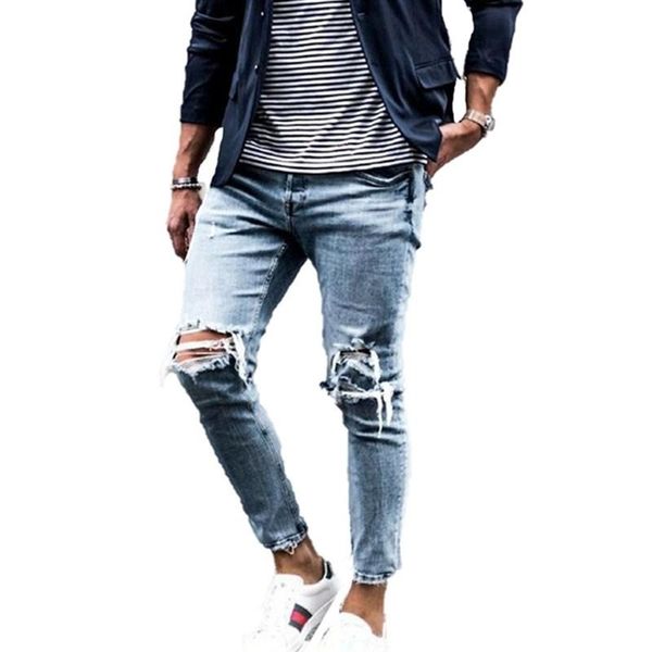 men's jeans fashion sweatpants close-fitting broken holejeans casual four seasons male ripped skinnytrousers slim biker pants, Blue
men's jeans fashion sweatpants close-fitting broken holejeans casual four seasons male ripped skinnytrousers slim biker pants, Blue