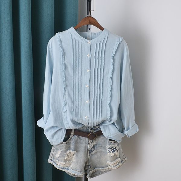 women's blouses & shirts lamtrip satnd collar ruffles pleated cotton yarn long sleeve shirt blouse 2021 summer m6bx, White
women's blouses & shirts lamtrip satnd collar ruffles pleated cotton yarn long sleeve shirt blouse 2021 summer m6bx, White